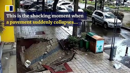 Deep sinkhole forms after pavement in China collapses. Deep sinkhole forms after pavement in China collapses