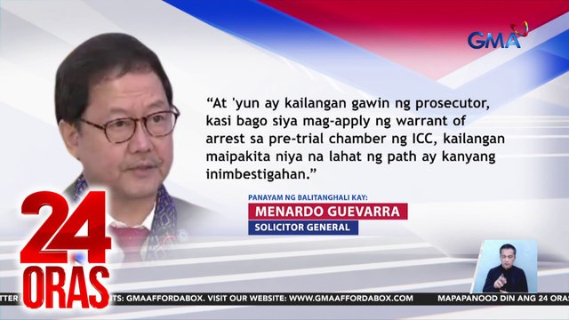 SolGen - ‘Di pipigilan, ‘di tutulungan ng admin ang ICC prosecutor sa pagkausap sa 5 tao | 24 Oras