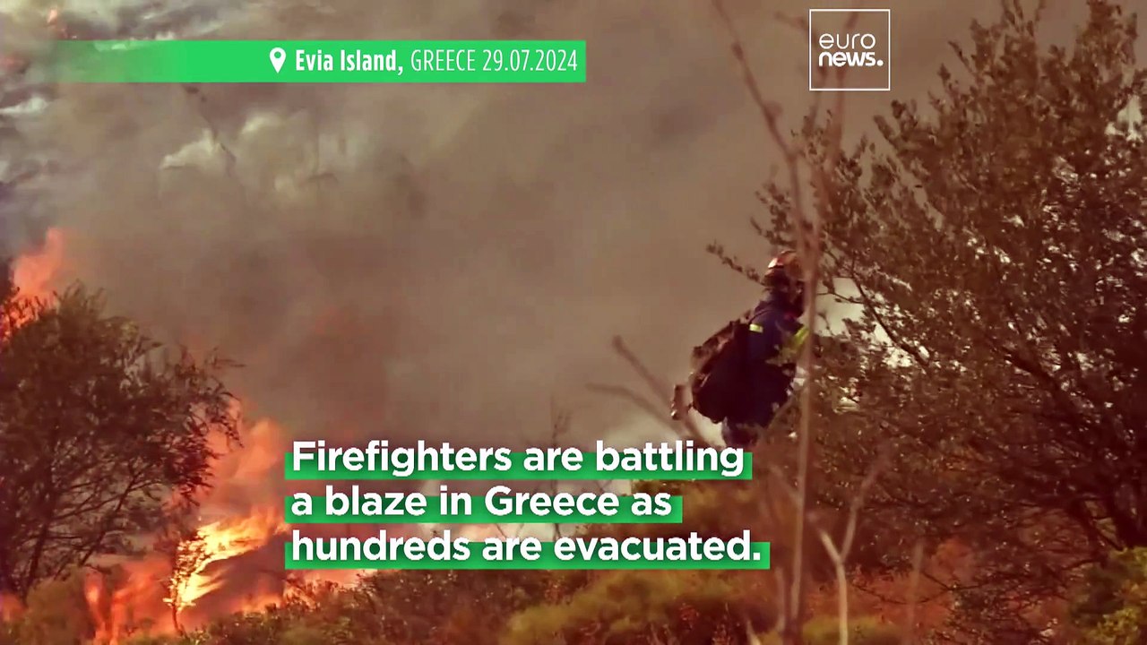 'Wall' of flames: Locals evacuated from Evia in...