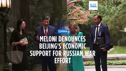 Скачать видео: Italy PM Giorgia Meloni denounces Chinese economic support for Russia's war in Ukraine