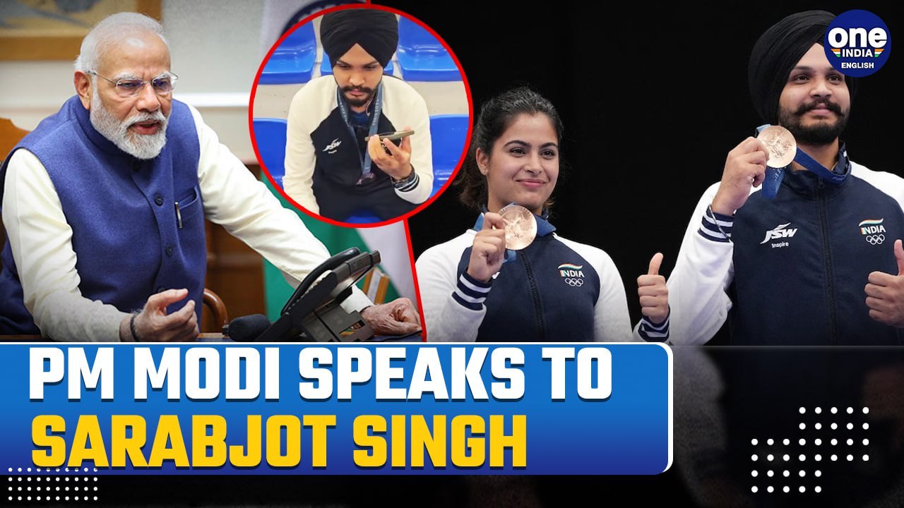 PM Modi Calls Sarabjot Singh to Commend His Bronze Medal Success at Paris Olympics| Watch Video