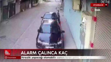 Diyarbakır'da hırsızlık yapacağı otomobilin camını kıran şahıs, alarm çalınca kaçtı