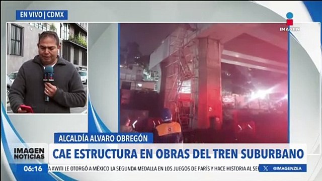 Cae estructura de Tren Interurbano; dos trabajadores resultan lesionados