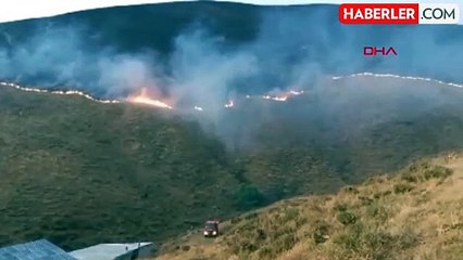 Develi ilçesinde dağlık alanda yangın çıktı