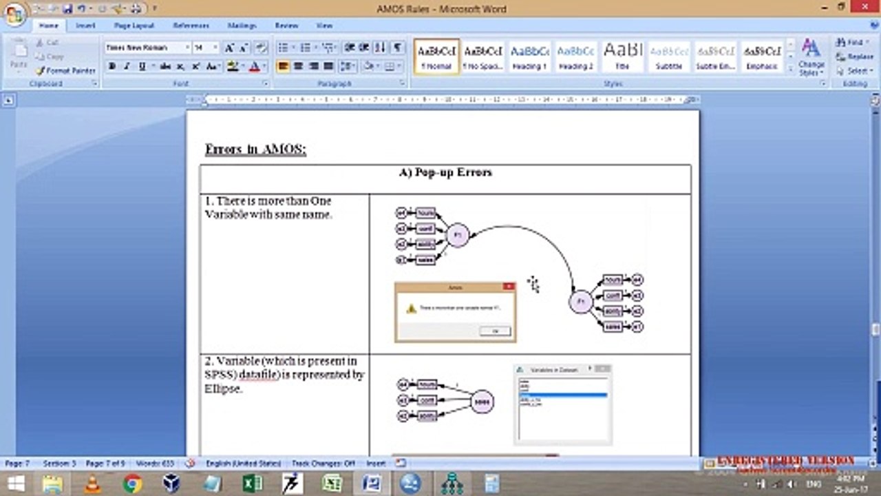 AMOS-3  (Colors and Common Errors in AMOS)