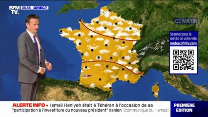 下载视频: Des orages dans le nord du pays accompagnés de fortes chaleurs dans l'ensemble de l'Hexagone