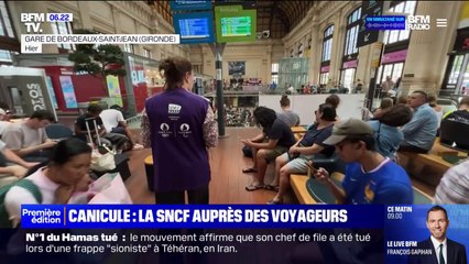 Des agents SNCF viennent en aide aux voyageurs pendant la canicule