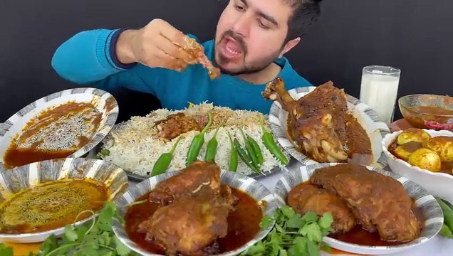 ASMR Eating Spicy 2 Mutton Legs CurrySpicy Chicken Thai CurrySpicy Eggs Curry with Rice Mukbang_480p