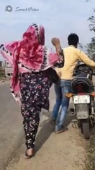 Husband wife  fighting on the road