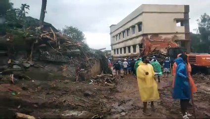 A school flattened in Kerala landslide