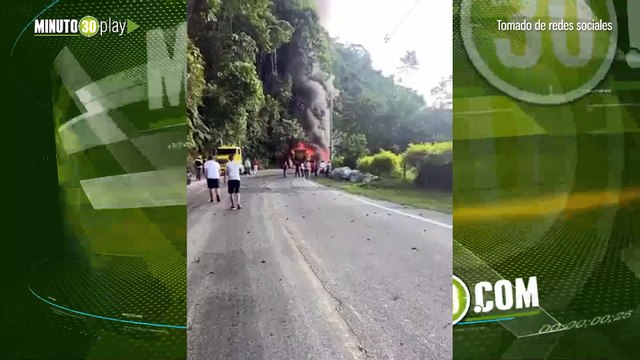 Tractomula se incendió! Accidente en la Autopista Medellín-Bogotá