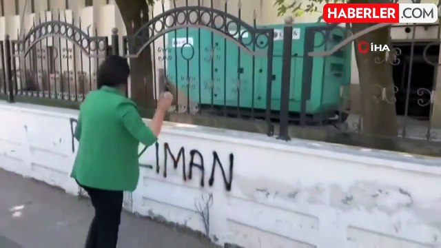 DEM Parti Milletvekili Zeynep Oduncu, Batman Valiliği duvarına Kürtçe yazılar yazdı