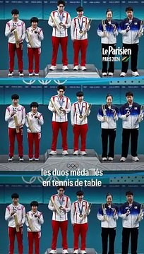 JO Paris 2024 : l’historique selfie des pongistes de la Corée du Nord et du Sud sur le podium