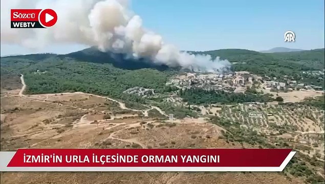 Urla'da çıkan orman yangınına müdahale ediliyor