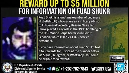 Israel y Estados Unidos acusan a Fuad Shurk de terrorismo