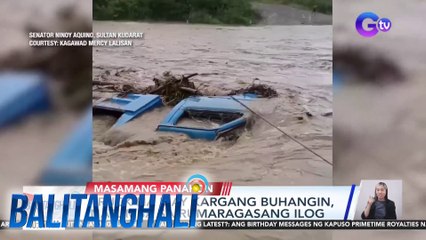 Truck na may kargang buhangin, natumba sa rumaragasang ilog | Balitanghali