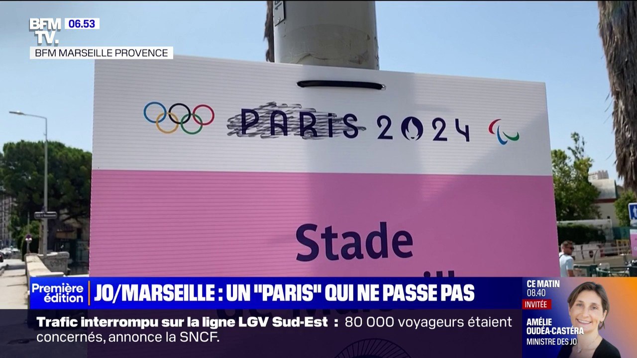 Panneaux raturés, stickers... À Marseille, des habitants tentent de cacher les inscriptions "Paris 2024"