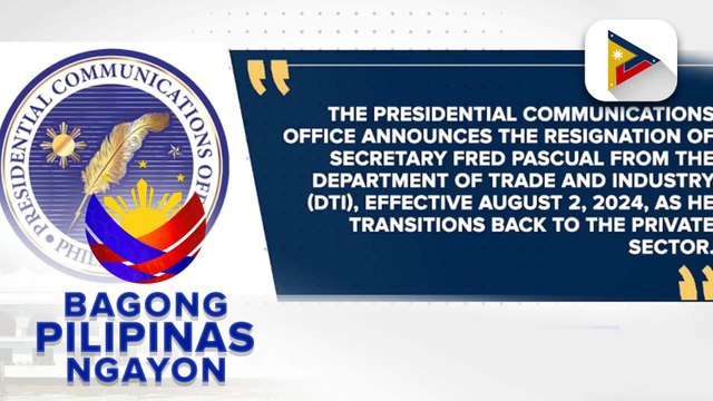 PBBM, tinanggap ang pagbibitiw sa puwesto ni DTI Sec. Alfredo Pascual