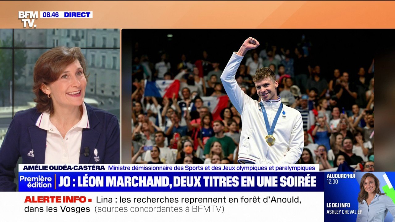 Amélie Oudéa-Castéra: "La France est en train de tomber amoureuse de Léon Marchand"