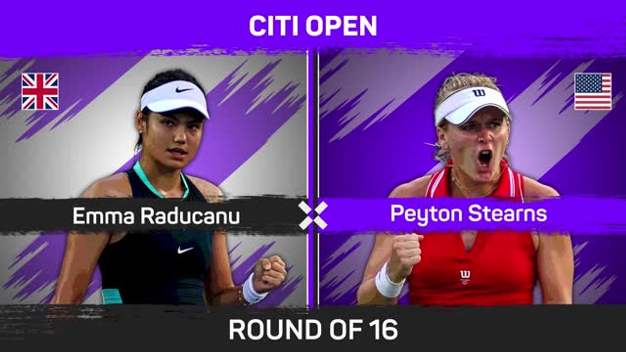 Raducanu powers past Stearns to reach Washington quarters