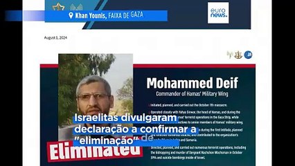 Israel confirma a morte do chefe das operações militares do Hamas