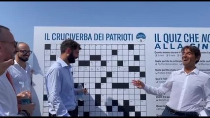 FdI in spiagge d'Italia, Donzelli a Ostia con cruciverba dei Patrioti