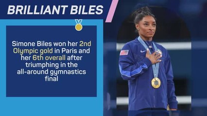 Tải video: Medal Alert - Simone Biles wins second gold in Paris