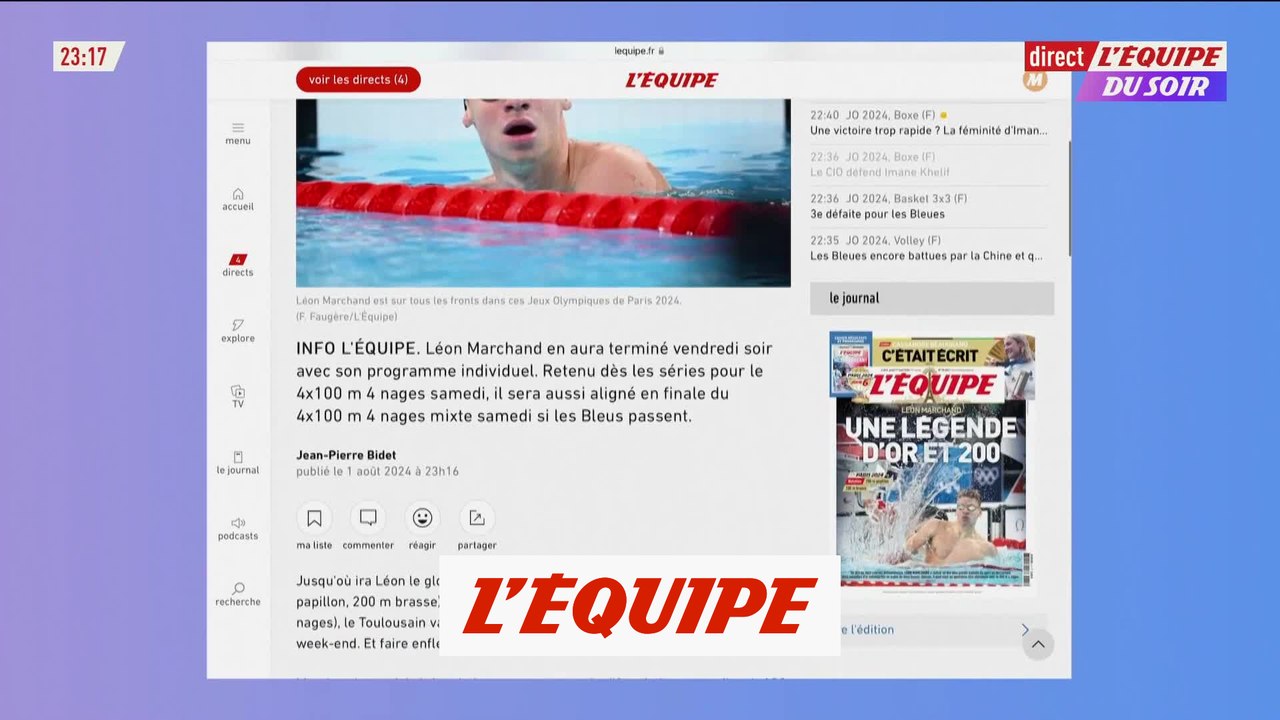 Marchand aligné en relais quatre nages mixte en cas de finale - Natation - JO 2024