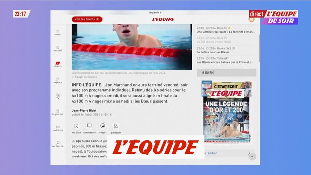 Marchand aligné en relais quatre nages mixte en cas de finale - Natation - JO 2024