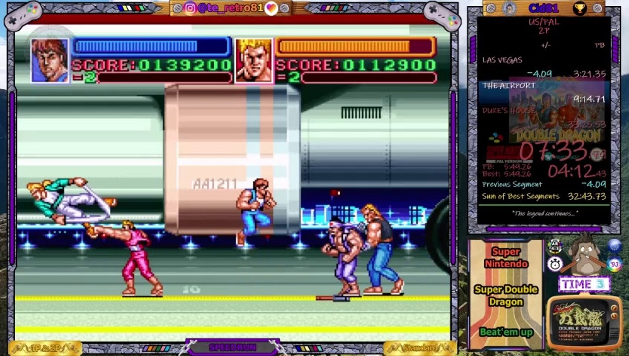 Super Double Dragon (SNES) - 『US/PAL 2P』 Speedrun in 27m 53s 850ms [New WR]