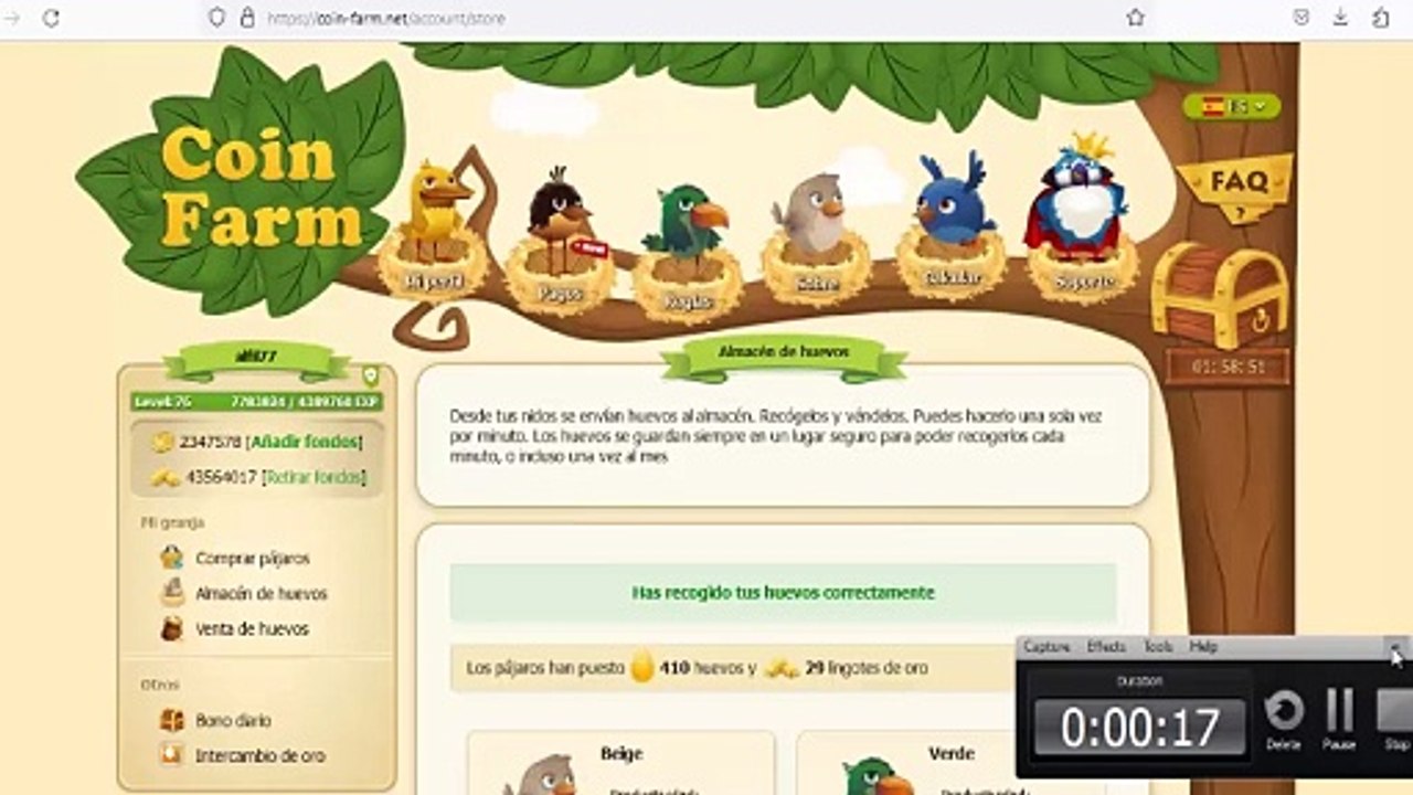 Gana dinero criando pajaros Coin Farm