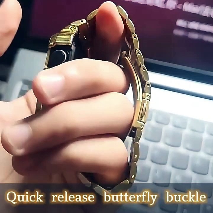 Luxury Metal Rugged Case Bumper Full Protective Cover With Stainless Steel Watch Strap For Apple Ultra Watch 8 41mm 45mm Band 49
