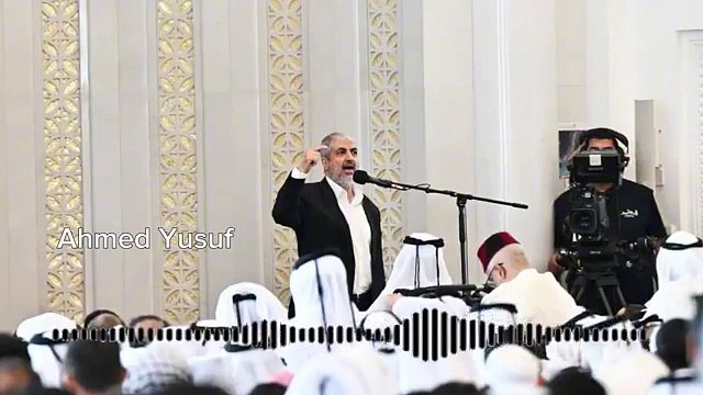 كلمة خالد مشعل كاملة خلال تشيع جنازة الشهيد القائد إسماعيل هنية وحارسه الشخصي وسيم أبو شعبان في الدوحة.