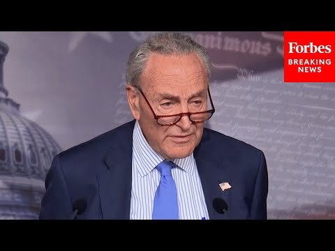 Chuck Schumer Holds Press Briefing As Senate Concludes Legislative Business Until September