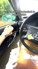 Driver Stuck in Flooded Car in Wertingen, Germany