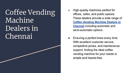 Live Filter Bean Coffee Vending Machine Dealers in Chennai