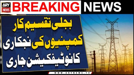 Notification issued for Privatization of electricity distribution companies