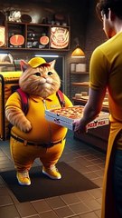 Cat delivering pizza