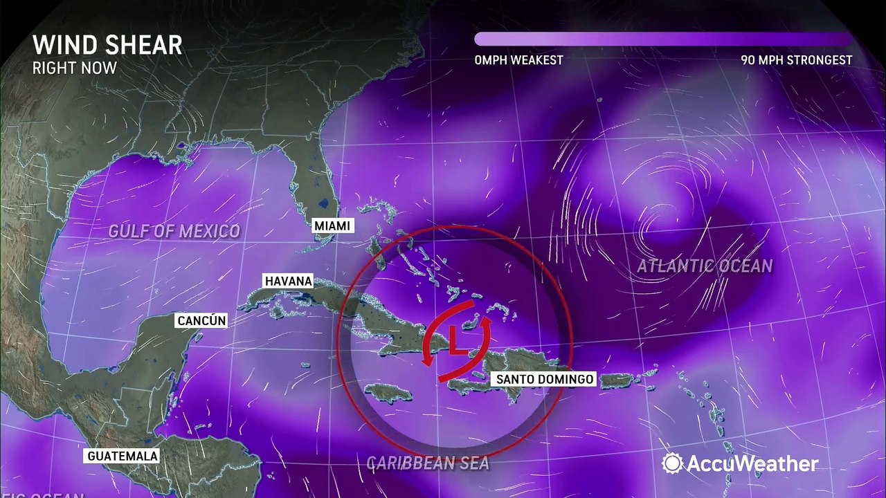 Tropical rainstorm tracking towards Southeast US