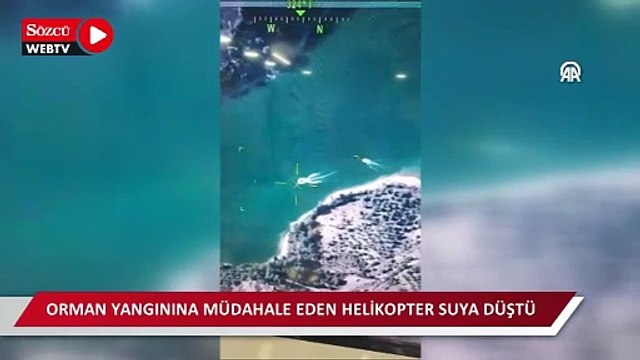 Orman yangınına müdahale eden helikopter suya düştü