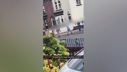 Men, some with weapons, involved in a disturbance on Ormskirk Road, Newtown, on Friday afternoon