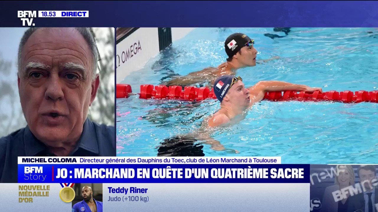"On espère fortement que ce sera de l'or pour la quatrième fois d'affilée": Michel Coloma, directeur général des Dauphins du TOEC, premier club de Léon Marchand, évoque sa finale du 200m quatre nages