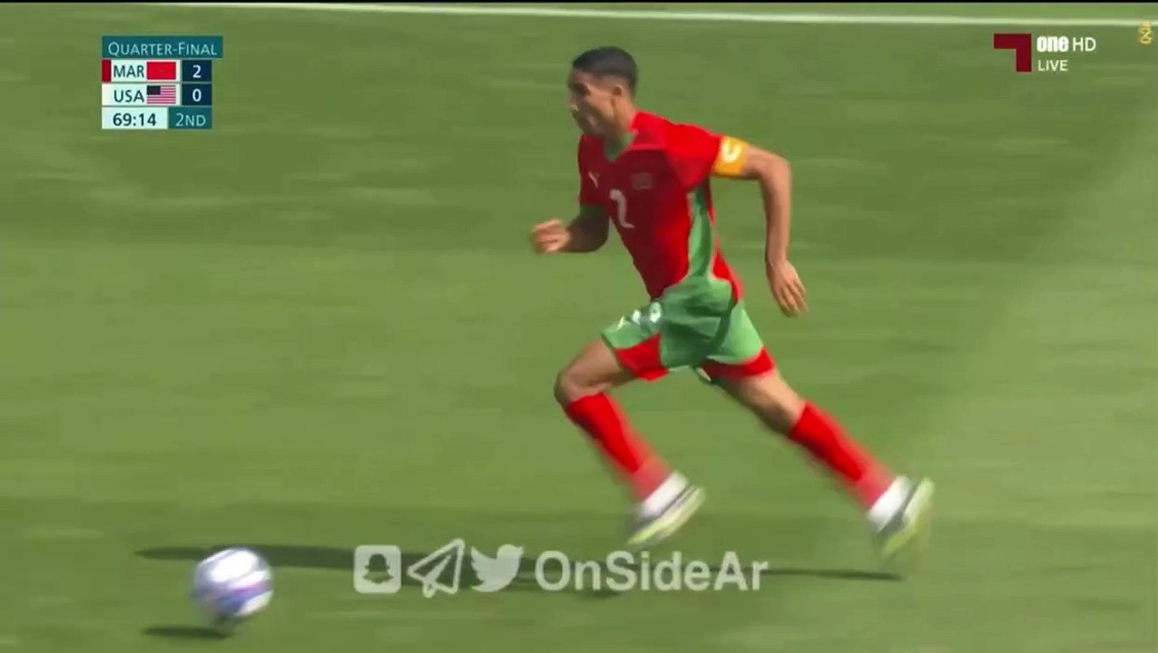 هدف المنتخب المغربي التالث ضد المنتخب الامريكي هدف حكيمي
