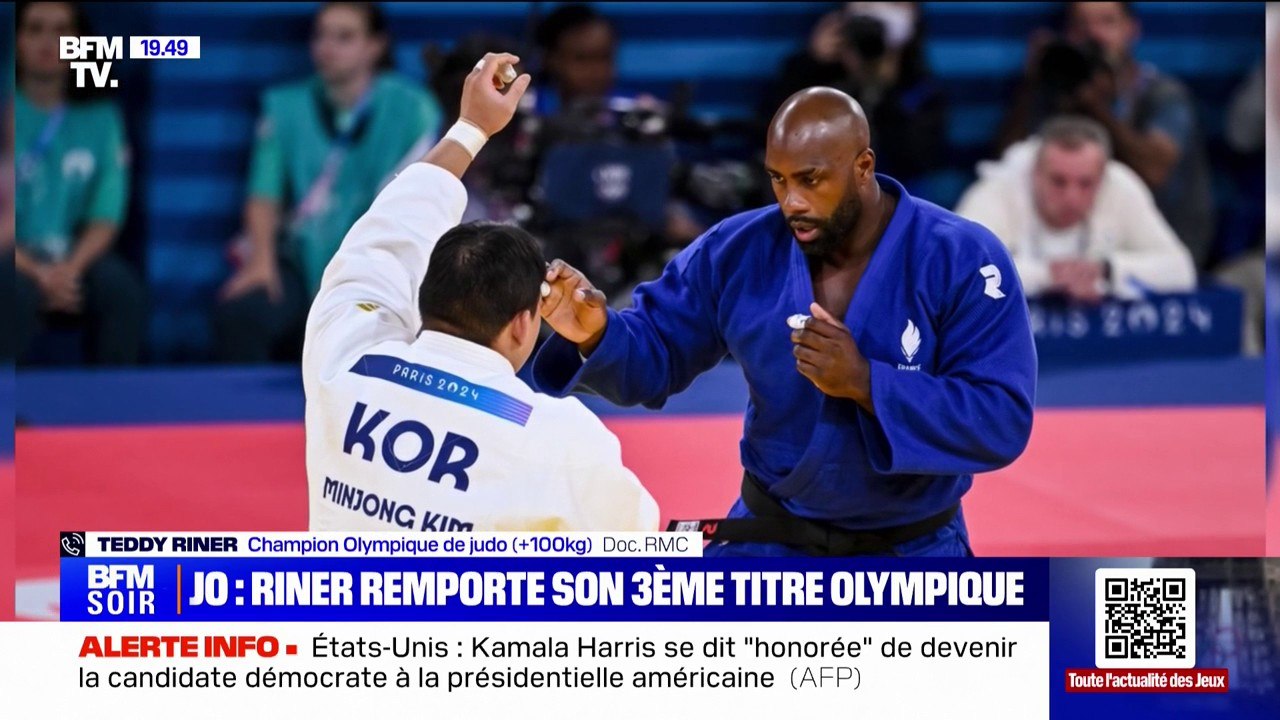 "Une fierté pour ma famille, pour mon sport": Teddy Riner réagit à son titre olympique dans la catégorie +100kg