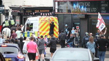 Disorder in Sunderland as hundreds of rioters draped in England flags gather