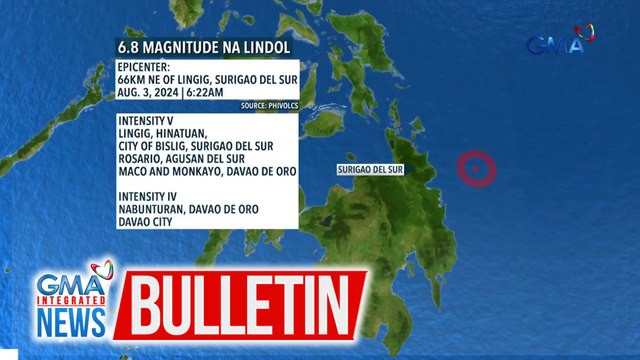 Lingig, Surigao del Sur, niyanig ng 6.8 magnitude na lindol | GMA Integrated News Bulletin