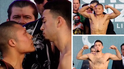 Pitbull Cruz sube a la báscula previo al enfrentamiento contra 'Rayo' Valenzuela