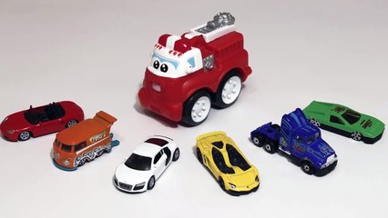 Voitures jouets Apprendre à compter avec le camion de pompier et les petites voi