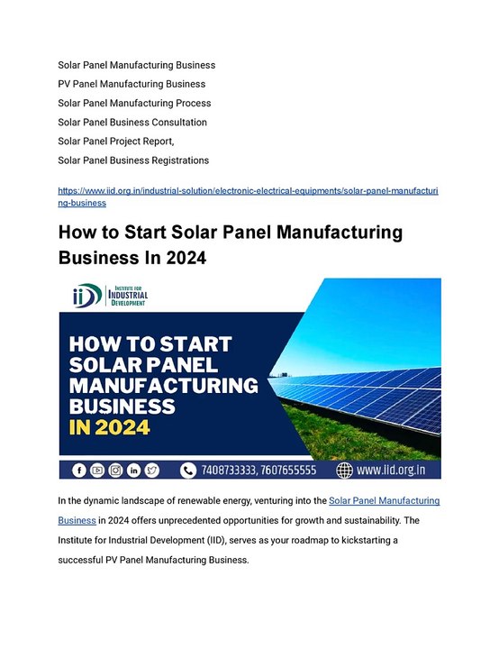 Solar Panel Manufacturing