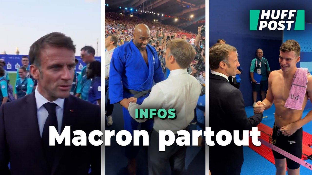 Avec Teddy Riner, Léon Marchand ou à Versailles, Macron était partout pour le "golden friday" français des JO